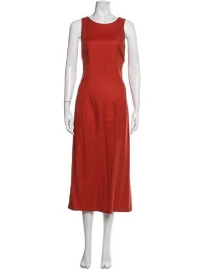 Pre-owned L'academie V-neck Long Dress In Orange