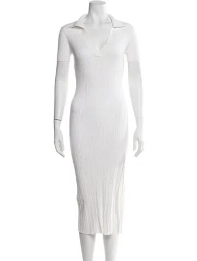 Pre-owned L'academie V-neck Long Dress In White
