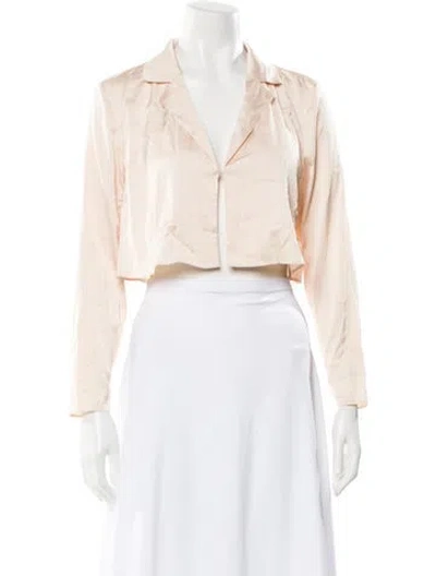 Pre-owned L'academie V-neck Long Sleeve Crop Top In Neutral