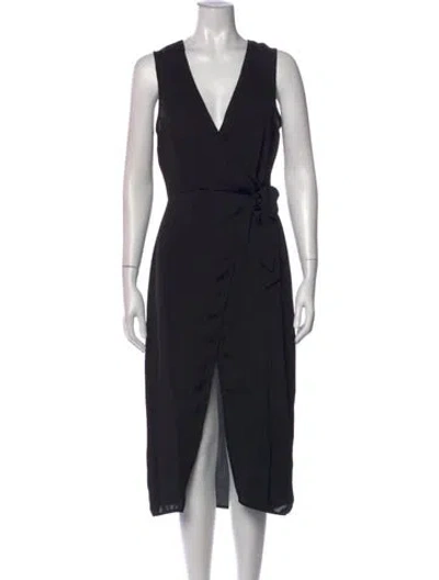 Pre-owned L'academie V-neck Midi Length Dress In Black