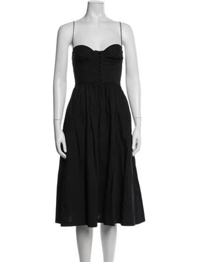 Pre-owned L'academie V-neck Midi Length Dress In Black