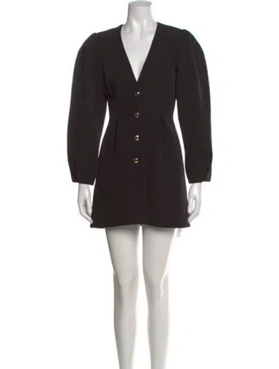 Pre-owned L'academie V-neck Mini Dress In Black
