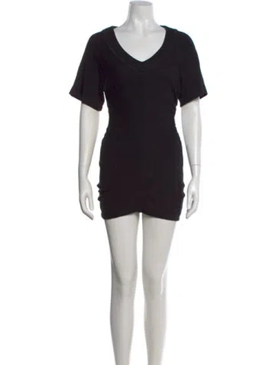 Pre-owned L'academie V-neck Mini Dress In Black