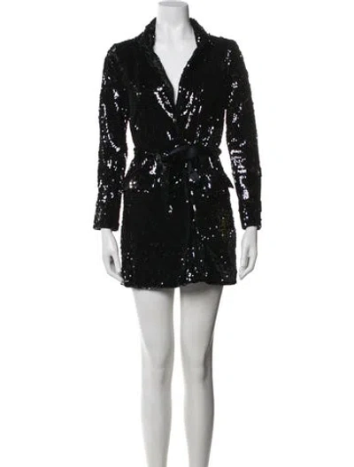 Pre-owned L'academie V-neck Mini Dress In Black
