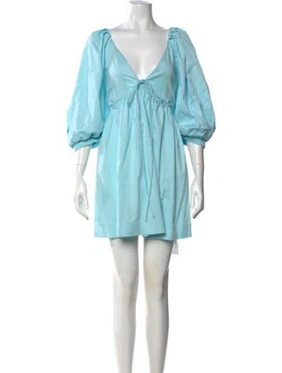 Pre-owned L'academie V-neck Mini Dress In Blue