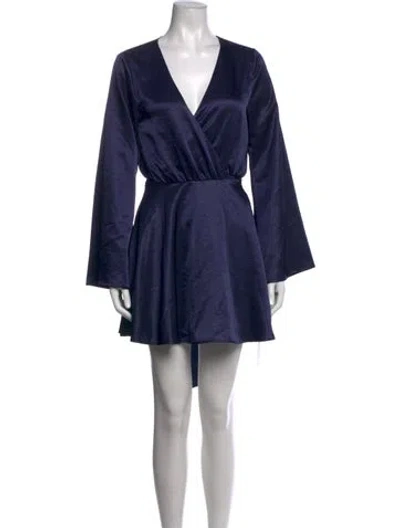 Pre-owned L'academie V-neck Mini Dress In Blue