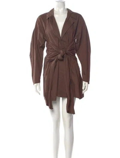 Pre-owned L'academie V-neck Mini Dress In Brown
