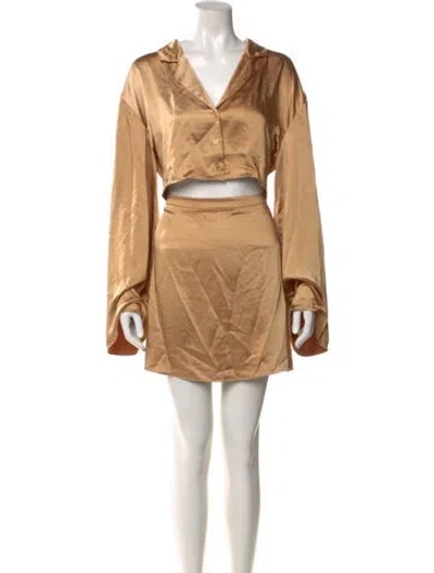 Pre-owned L'academie V-neck Mini Dress In Gold