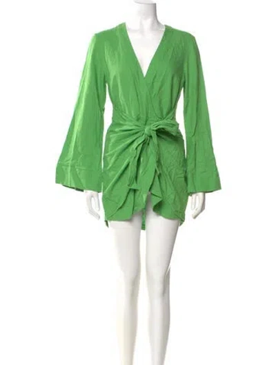Pre-owned L'academie V-neck Mini Dress In Green