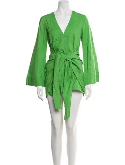 Pre-owned L'academie V-neck Mini Dress In Green