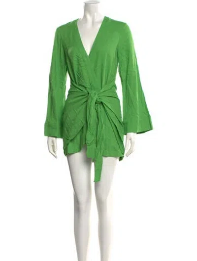 Pre-owned L'academie V-neck Mini Dress In Green