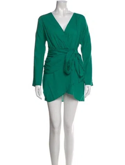 Pre-owned L'academie V-neck Mini Dress In Green