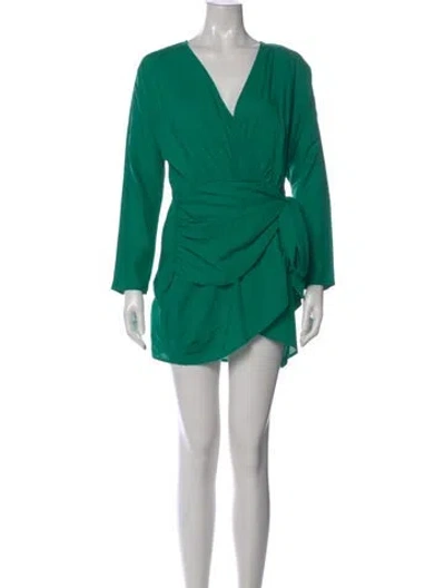 Pre-owned L'academie V-neck Mini Dress In Green