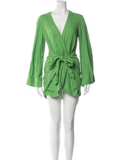 Pre-owned L'academie V-neck Mini Dress In Green