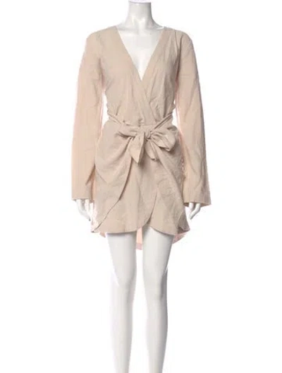 Pre-owned L'academie V-neck Mini Dress In Neutral