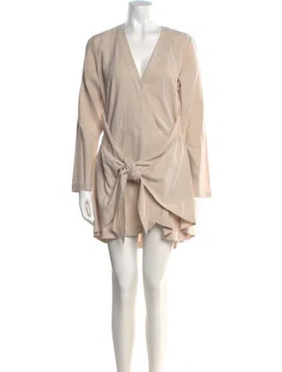 Pre-owned L'academie V-neck Mini Dress In Neutral