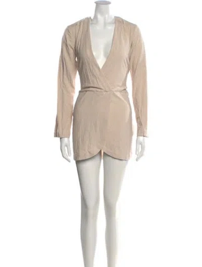Pre-owned L'academie V-neck Mini Dress In Neutral