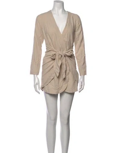 Pre-owned L'academie V-neck Mini Dress In Neutral