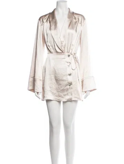 Pre-owned L'academie V-neck Mini Dress In Neutrals