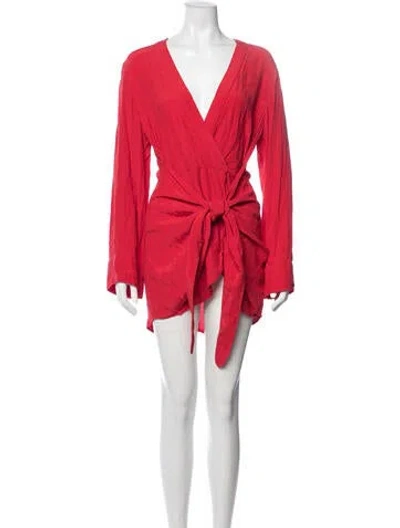 Pre-owned L'academie V-neck Mini Dress In Red