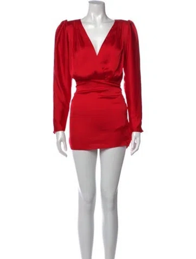Pre-owned L'academie V-neck Mini Dress In Red