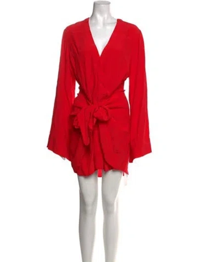 Pre-owned L'academie V-neck Mini Dress In Red
