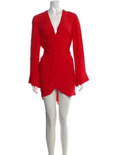 Pre-owned L'academie V-neck Mini Dress In Red