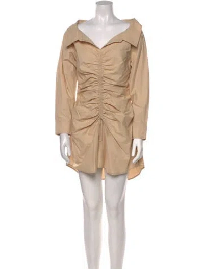 Pre-owned L'academie V-neck Mini Dress W/ Tags In Neutral