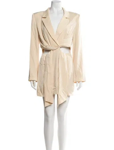 Pre-owned L'academie V-neck Mini Dress W/ Tags In Neutral