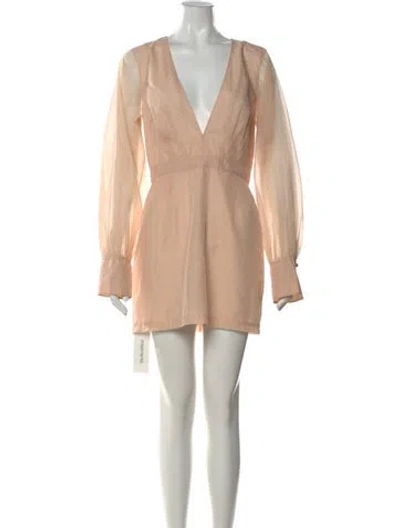 Pre-owned L'academie V-neck Mini Dress W/ Tags In Neutral