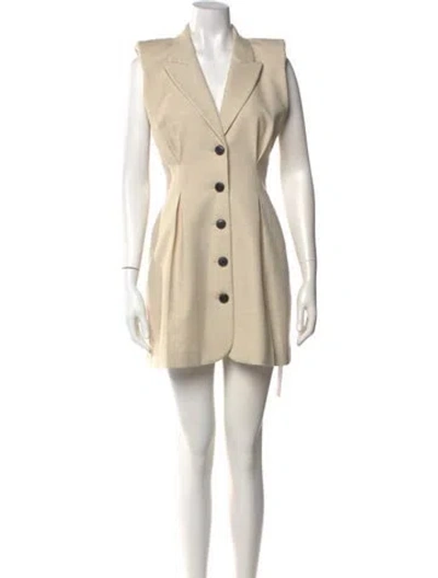 Pre-owned L'academie V-neck Mini Dress W/ Tags In Neutral