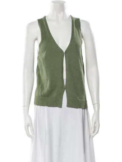 Pre-owned L'academie V-neck Sleeveless Top In Green