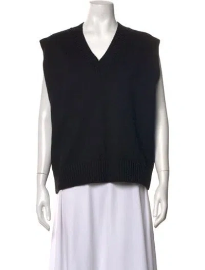 Pre-owned L'academie V-neck Sweater In Black