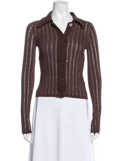 Pre-owned L'academie V-neck Sweater In Brown