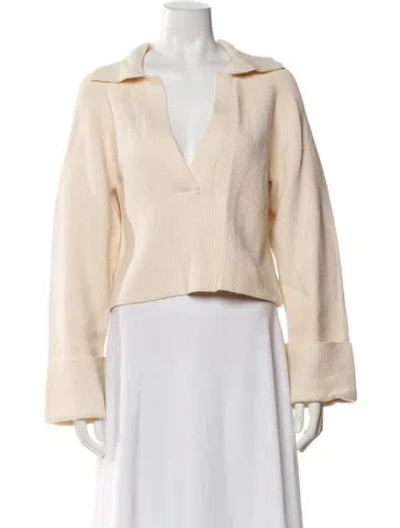 Pre-owned L'academie V-neck Sweater In Neutral