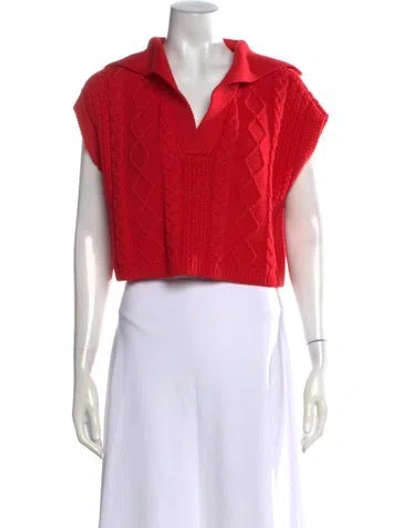 Pre-owned L'academie V-neck Sweater In Red