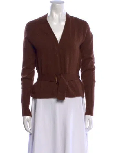 Pre-owned L'academie V-neck Sweater W/ Tags In Brown