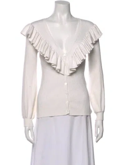 Pre-owned L'academie V-neck Sweater In White