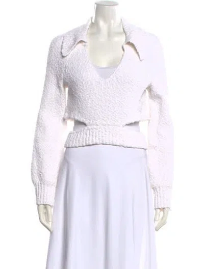 Pre-owned L'academie V-neck Sweater In White