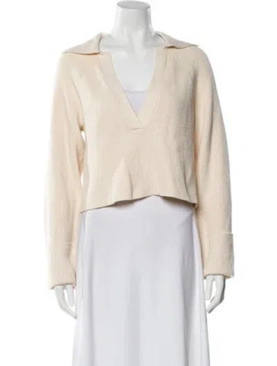 Pre-owned L'academie V-neck Sweater In White