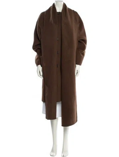 Pre-owned L'academie Wool Faux Fur Coat In Brown