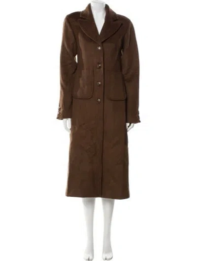 Pre-owned L'academie Wool Faux Fur Coat In Brown