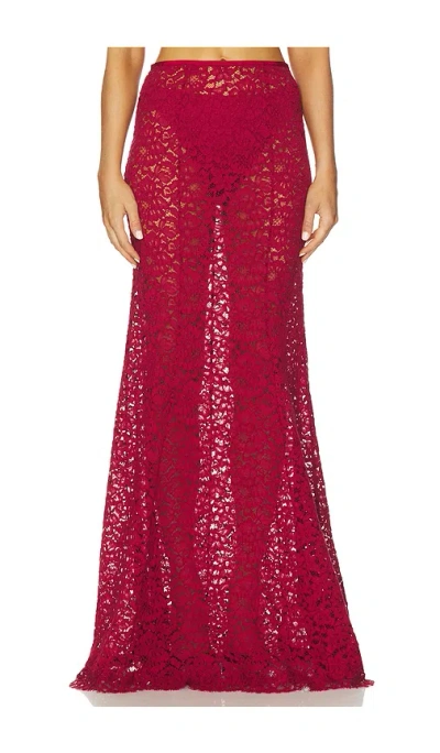 L'academie Zelie Maxi Skirt In Red