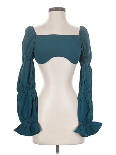 Pre-owned Lacausa 3/4 Sleeve Blouse In Teal