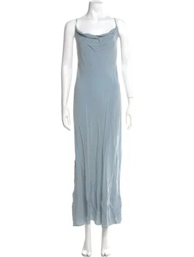 Pre-owned Lacausa Cowl Neck Long Dress In Blue