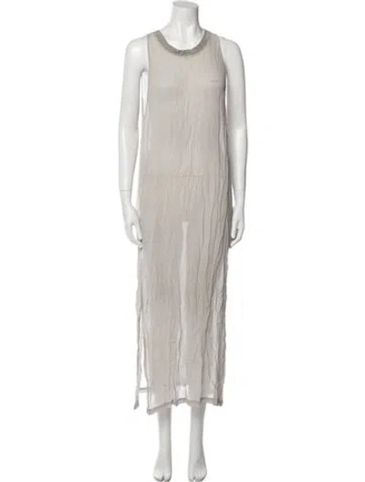 Pre-owned Lacausa Crew Neck Midi Length Dress In Gray