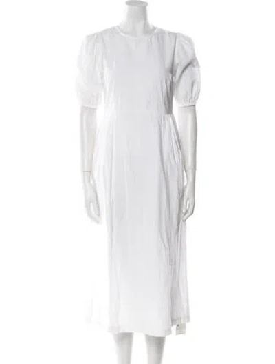 Pre-owned Lacausa Crew Neck Midi Length Dress In White