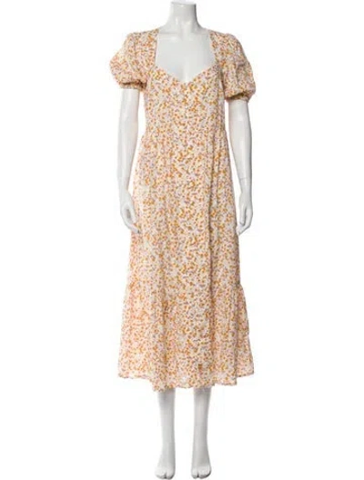 Pre-owned Lacausa Floral Print Long Dress In Multi