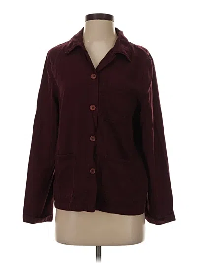 Pre-owned Lacausa Long Sleeve Button Down Shirt In Burgundy