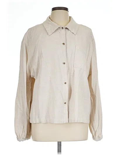 Pre-owned Lacausa Long Sleeve Button Down Shirt In White